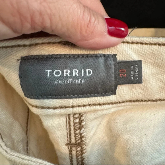 Torrid Mini Denim Skirt Button Fly Natural Off White Color - Picture 4 of 7
